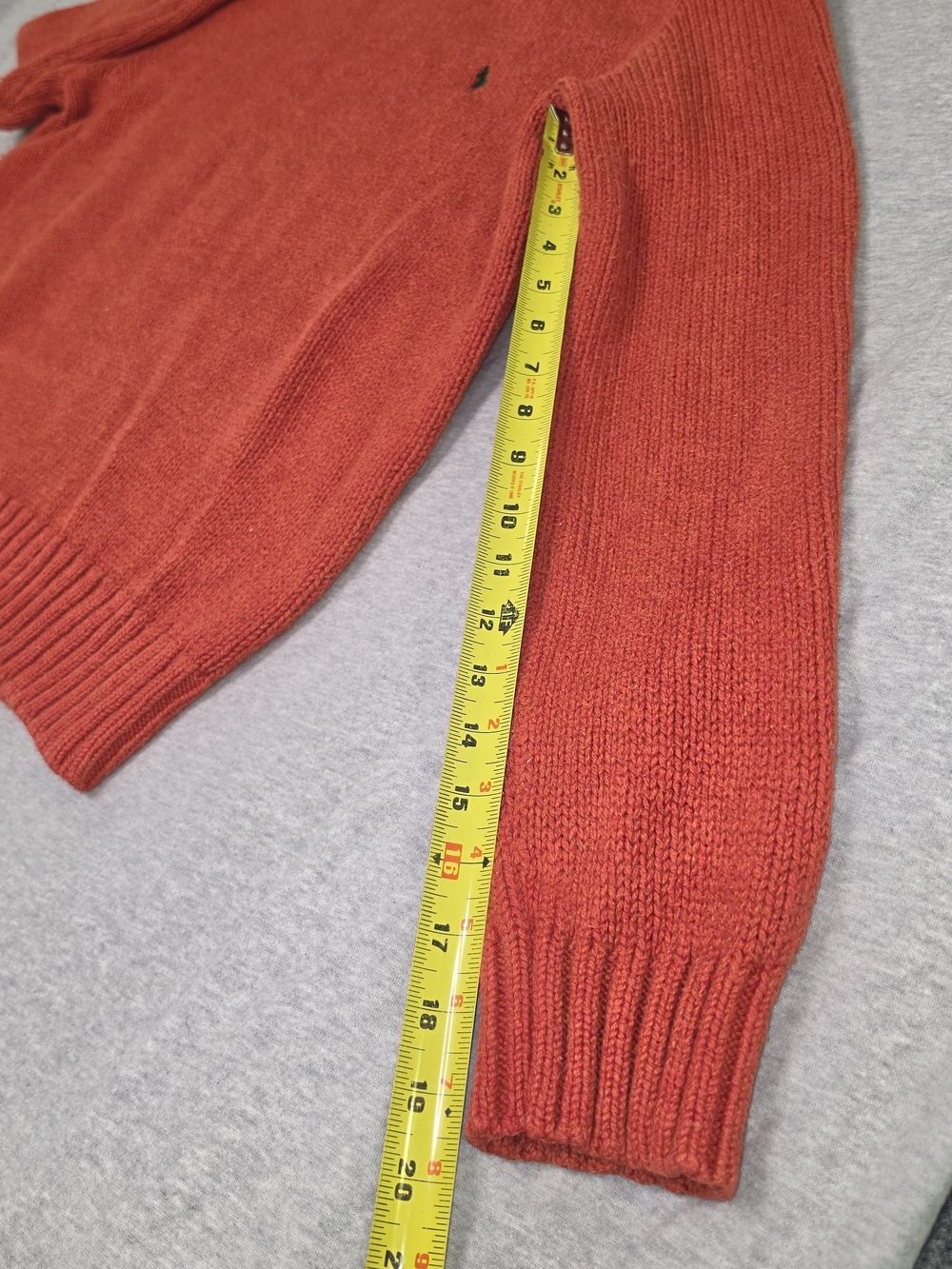 Ralph Lauren Classic Orange Knit Crewneck with Green Pony - Picture 5 of 6